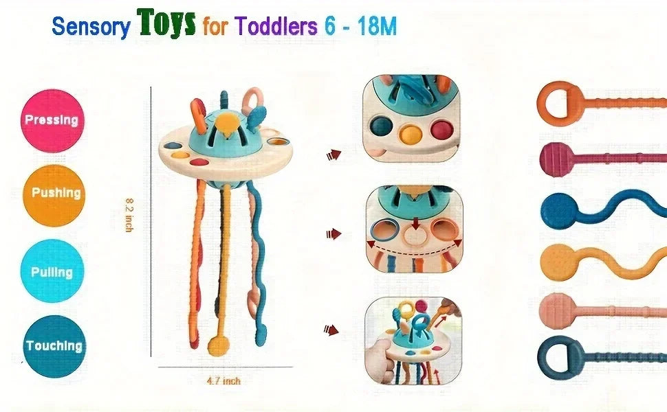 UFO Silicone Push & Pull String Toy