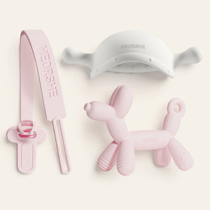 HEORSHE Teething Kit — two premium silicone teethers with anti-drop chain