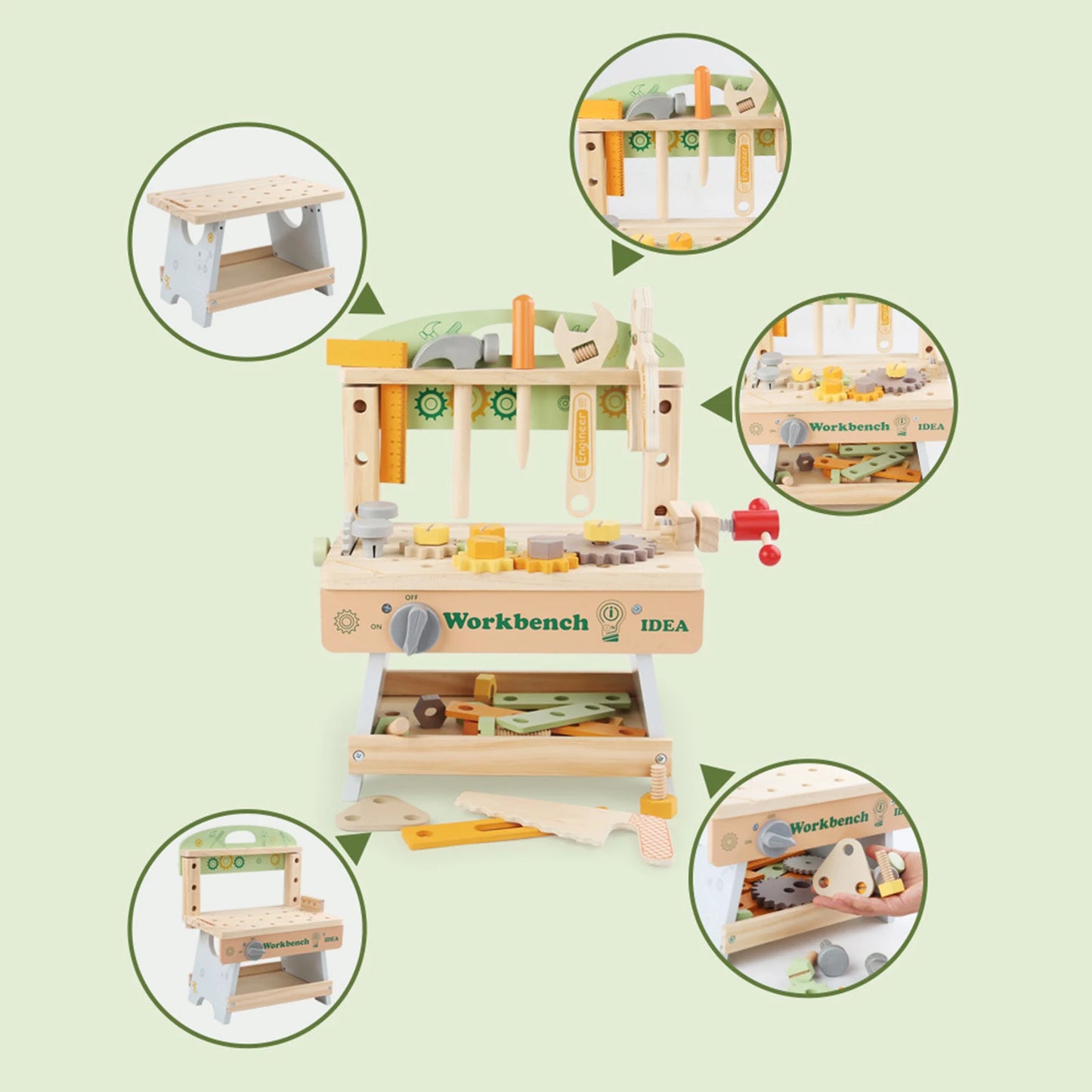 Wooden Tool Bench Play Set