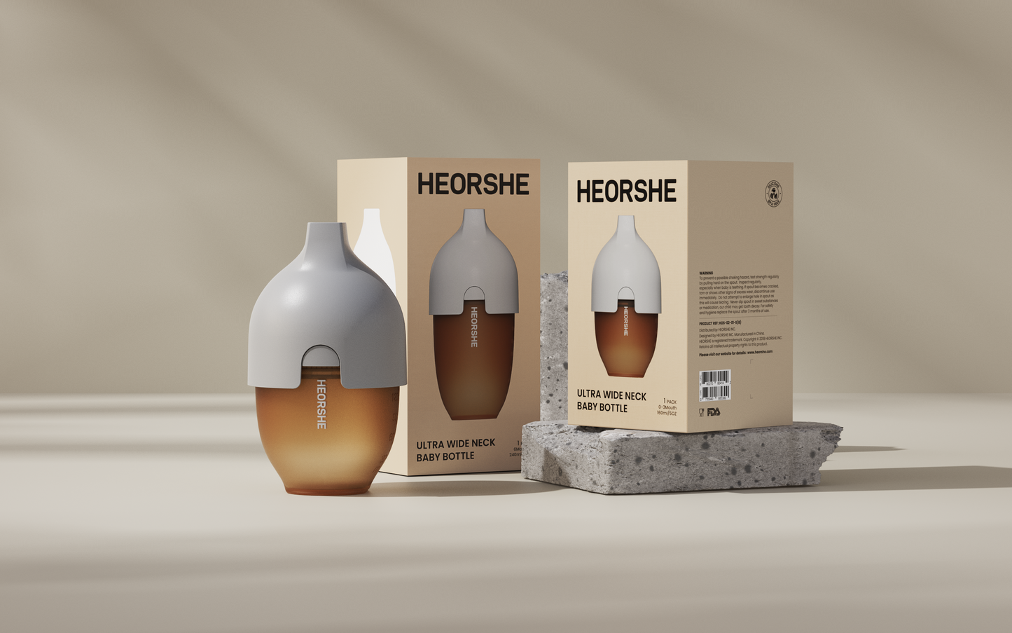 HEORSHE Ultra-Wide Neck Baby Bottle — Anti-Colic & Breast-Like Feeding