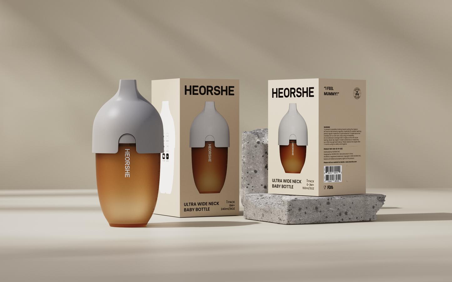 HEORSHE Ultra-Wide Neck Baby Bottle — Anti-Colic & Breast-Like Feeding