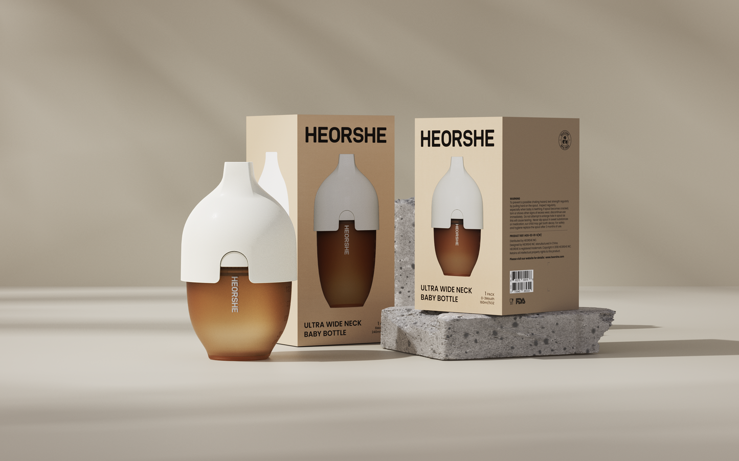 HEORSHE Ultra-Wide Neck Baby Bottle — Anti-Colic & Breast-Like Feeding