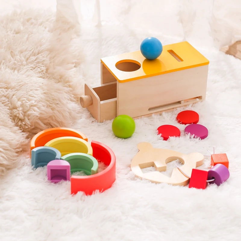 Montessori Wooden Coin Drawer Box