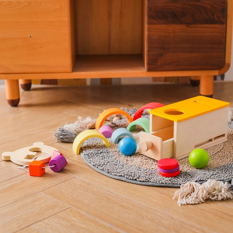 Montessori Wooden Coin Drawer Box