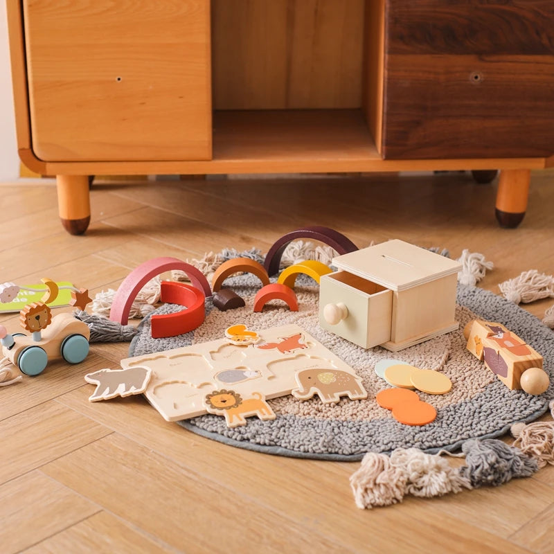 Montessori Wooden Coin Drawer Box