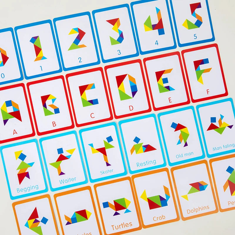 3D Wooden Tangram Jigsaw Puzzle Board Game