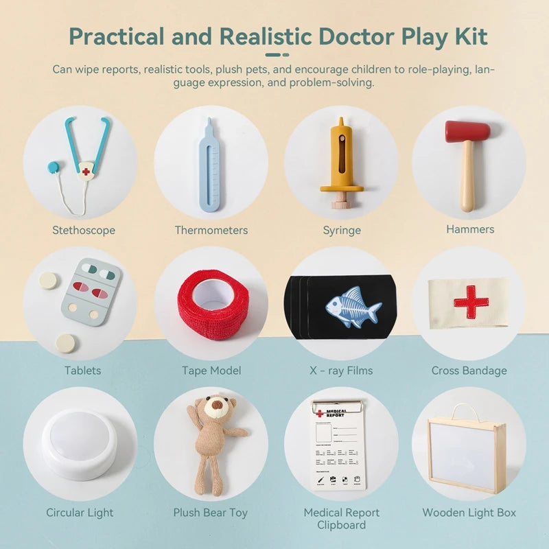 Wooden Kids Doctor Play Set
