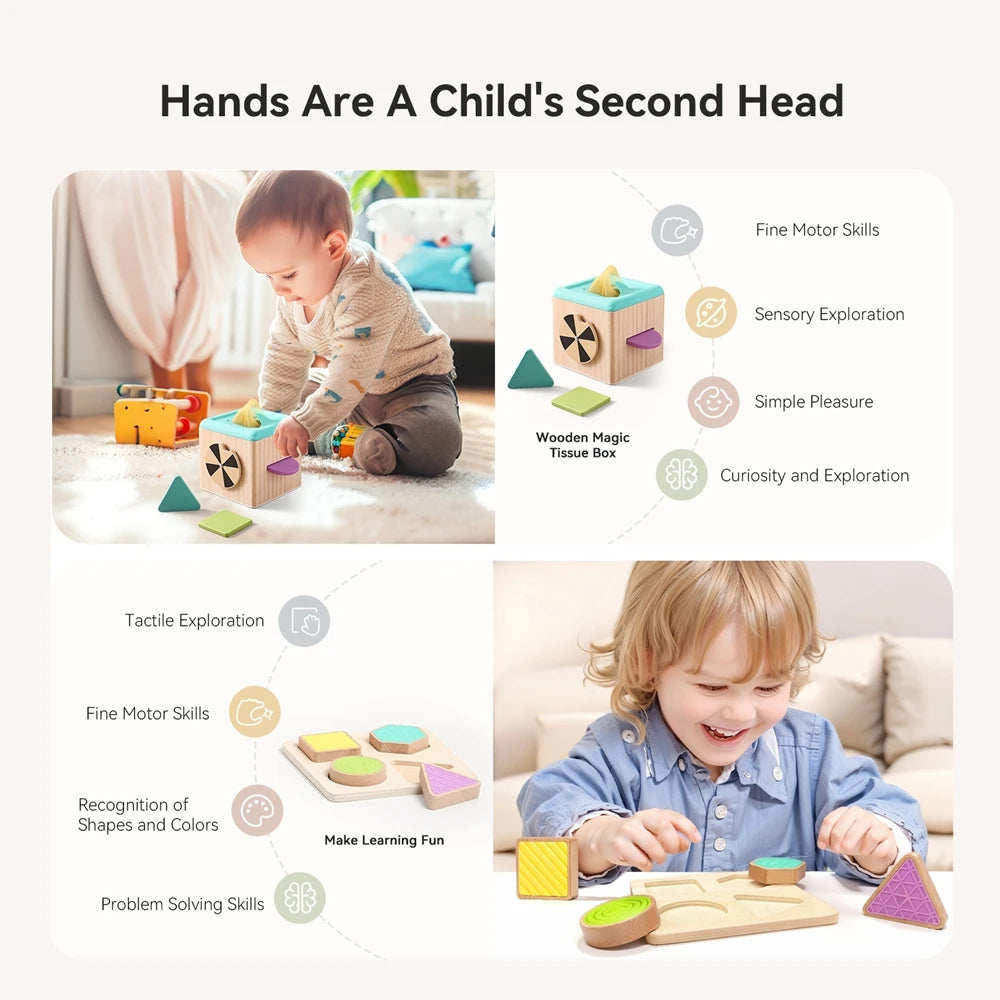 8-Piece Wooden Montessori Baby Toy Set