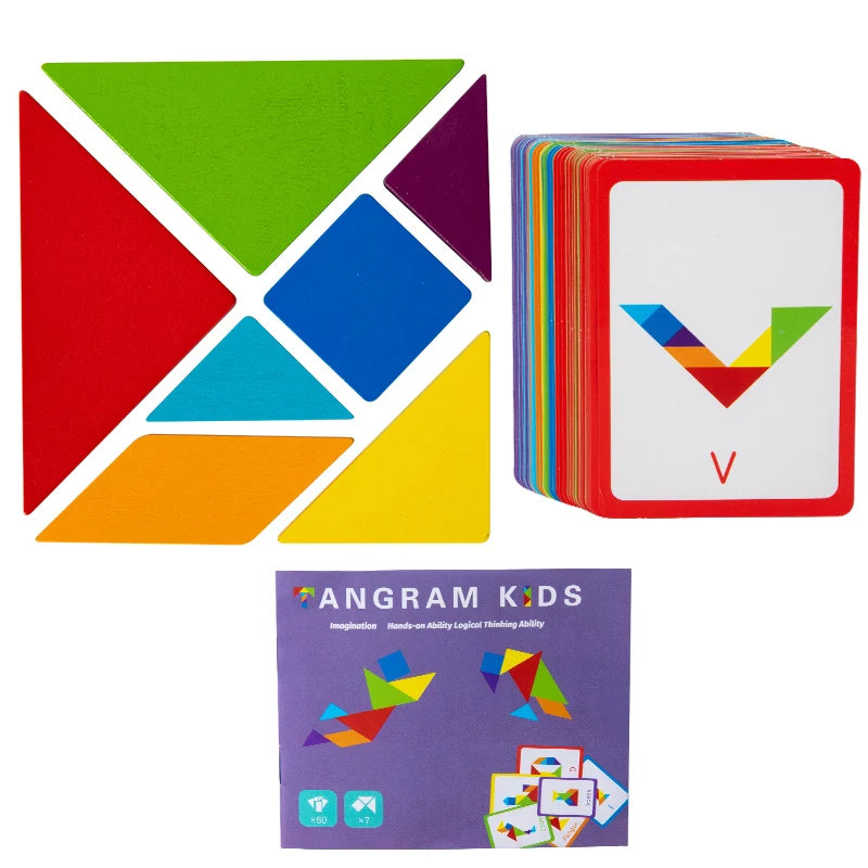 3D Wooden Tangram Jigsaw Puzzle Board Game