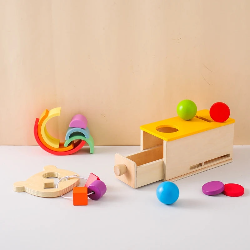 Montessori Wooden Coin Drawer Box