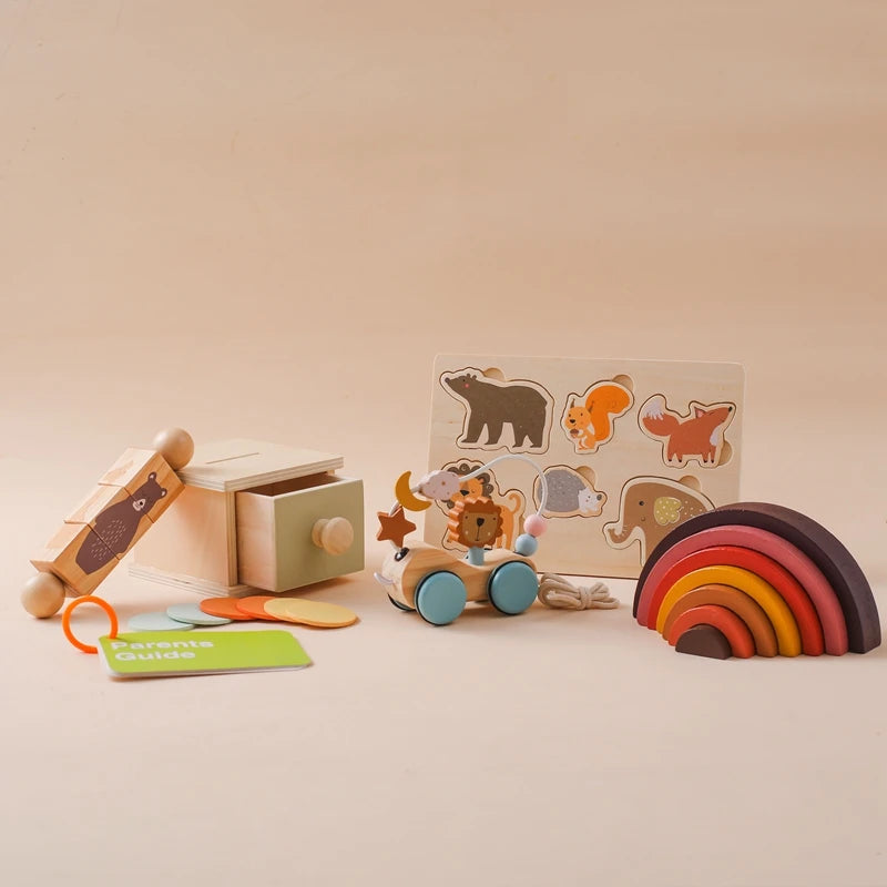 Montessori Wooden Coin Drawer Box