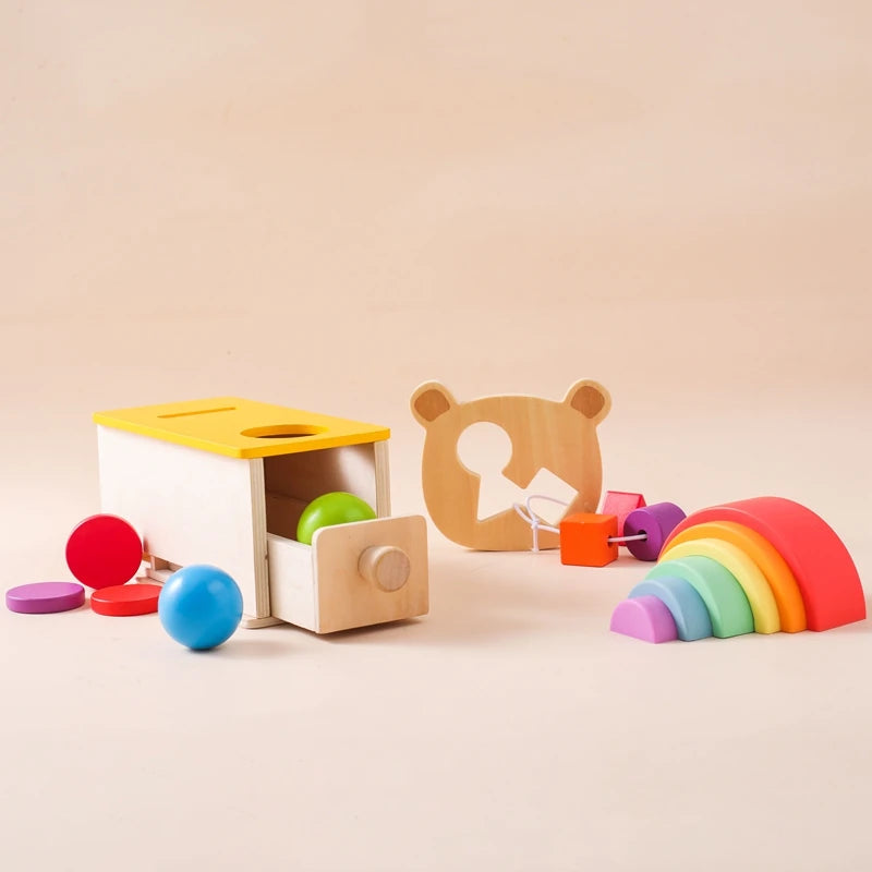 Montessori Wooden Coin Drawer Box
