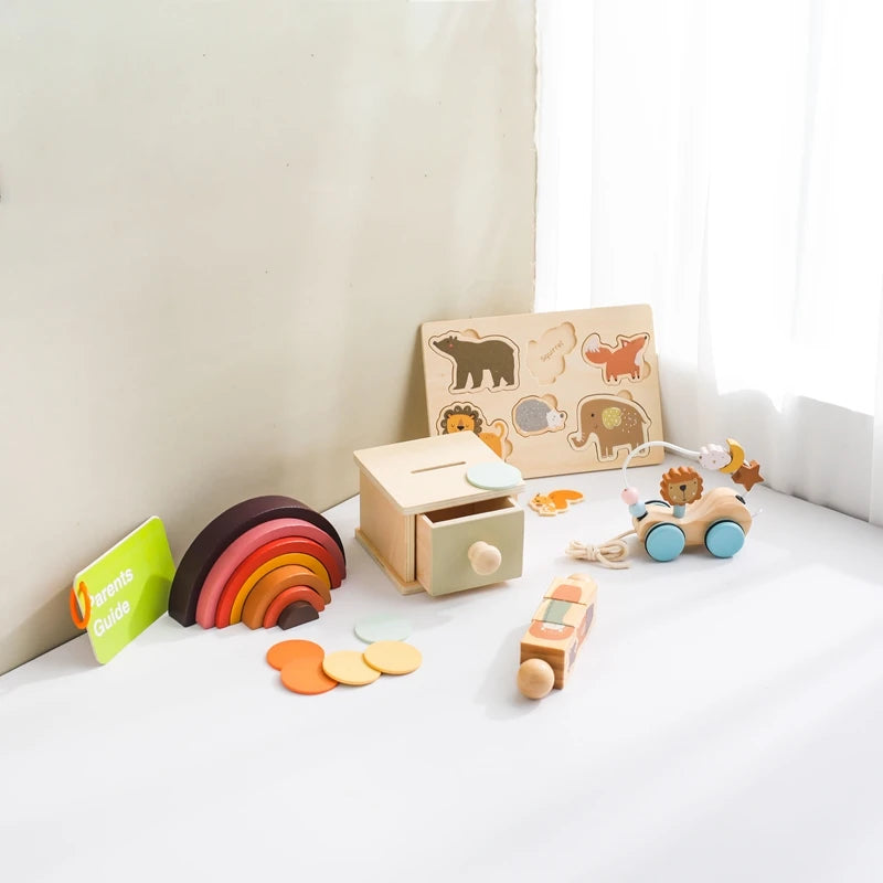 Montessori Wooden Coin Drawer Box