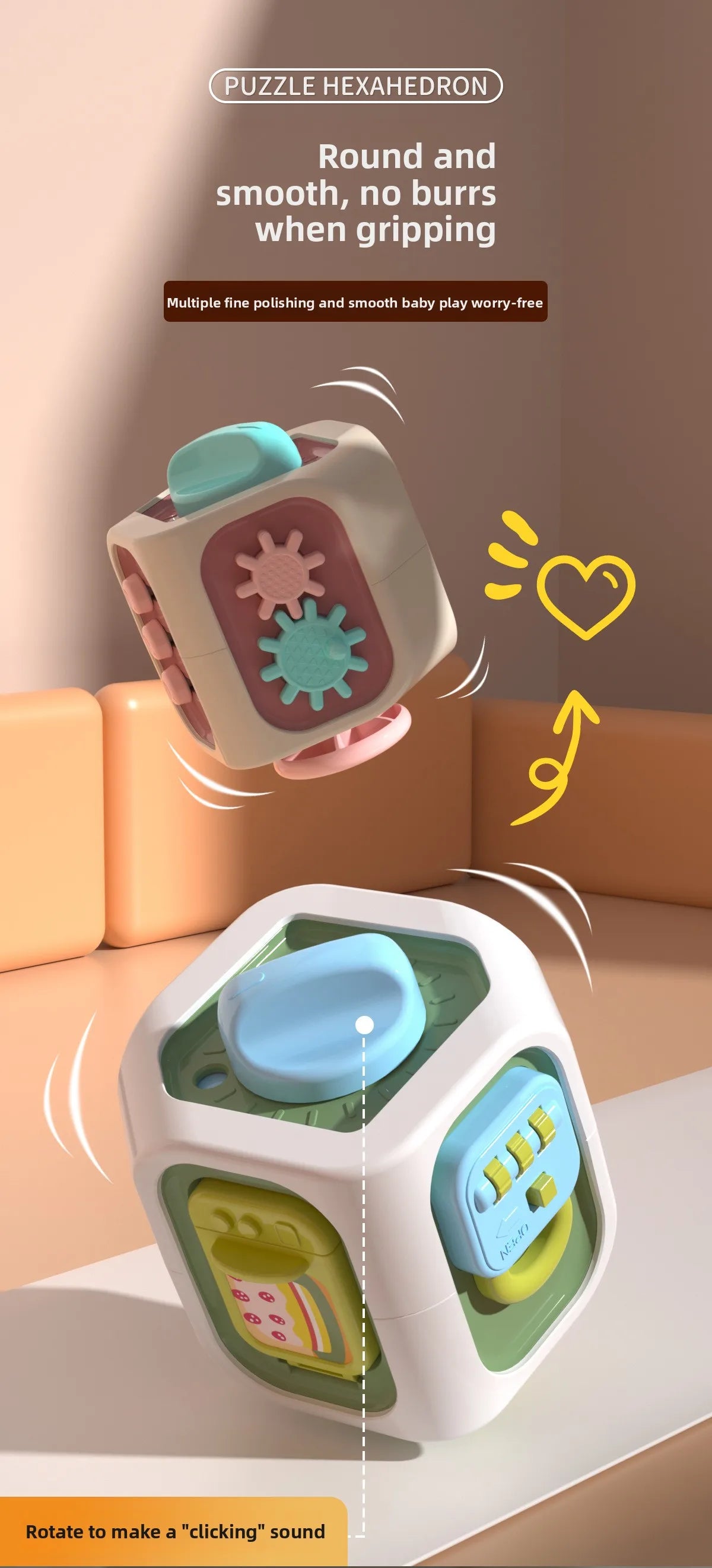 Baby Practice Skills Drawer Cube 6 in 1 Montessori Educational Toys Sensory Busy Board Fidget Educational Toys for Girl Boy