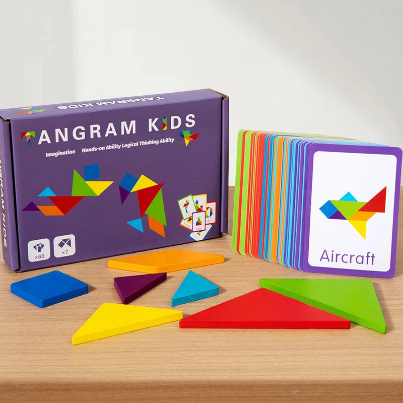3D Wooden Tangram Jigsaw Puzzle Board Game