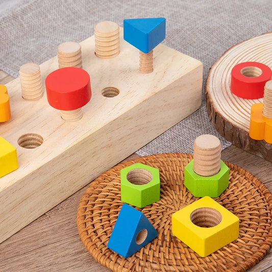 Montessori Wooden Toys Nut & Bolt Sorter