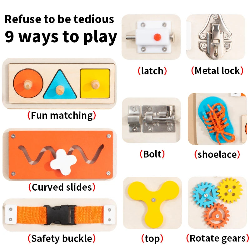 Montessori Toy Wooden Busy Board