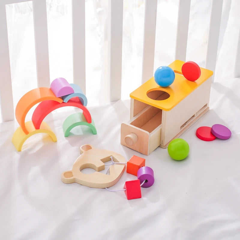 Montessori Wooden Coin Drawer Box