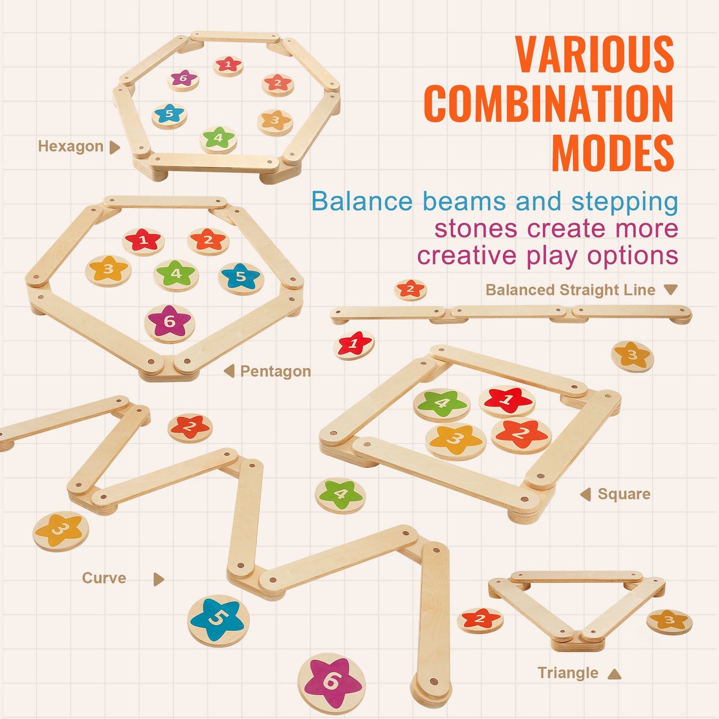 VEVOR Kids Balance Beam Stepping Stones Gymnastics Set