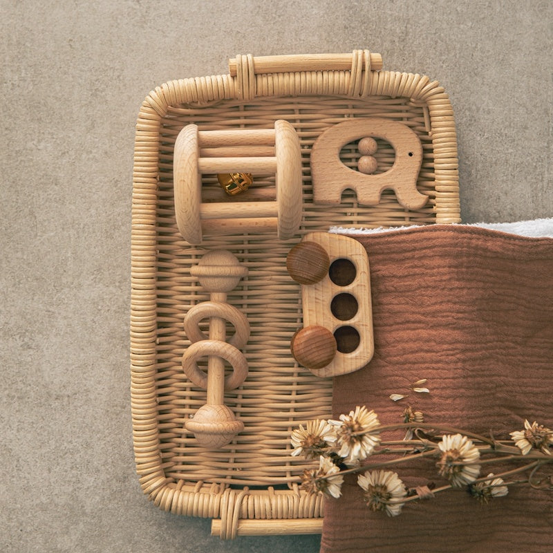 Ins Montessori Baby Buggy Hand Rattle Toy Set