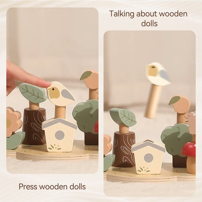 Wooden Forest Animal Bounce Baby Educational Matching Toy
