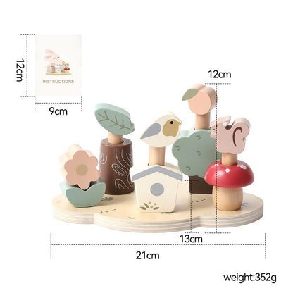 Wooden Forest Animal Bounce Baby Educational Matching Toy